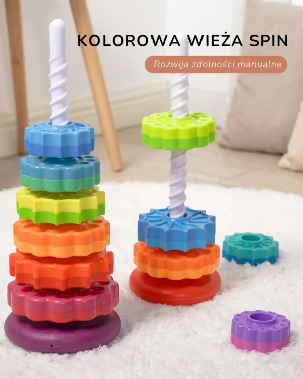 Tęczowa Wieża do Układania Kręcąca