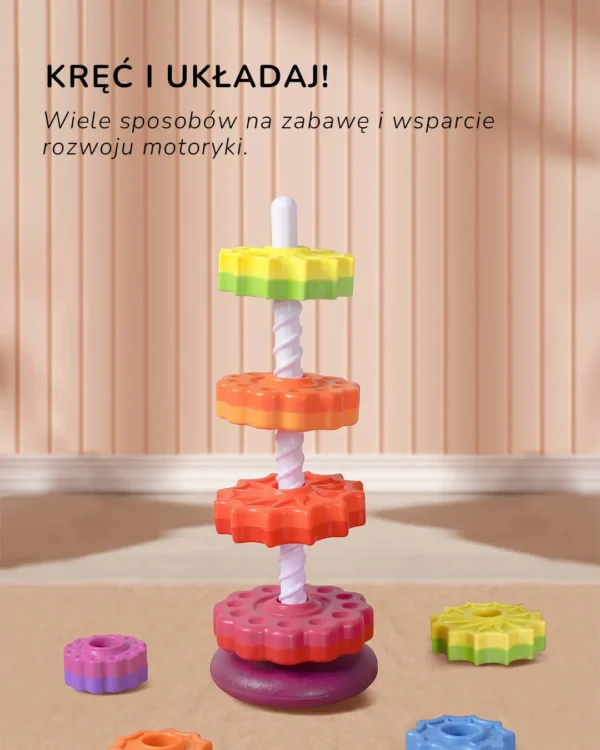 Tęczowa Wieża do Układania Kręcąca