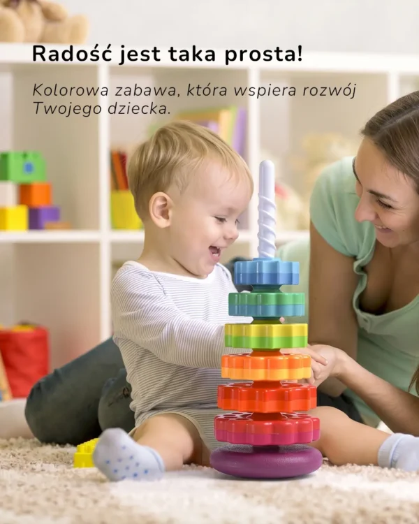 Tęczowa Wieża do Układania Kręcąca