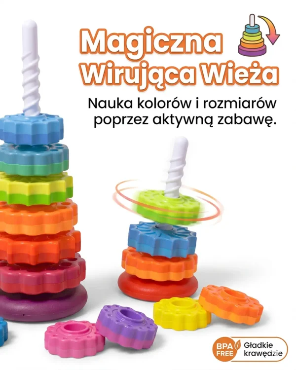 Tęczowa Wieża do Układania Kręcąca